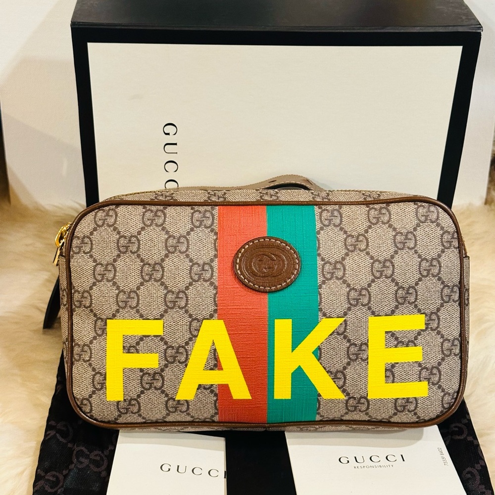 🔥RARE GUCCI GG SUPREME MONOGRAM FAKE/NOT Belt Bag Coated Canvas Full Inclusion - Picture 4 of 14